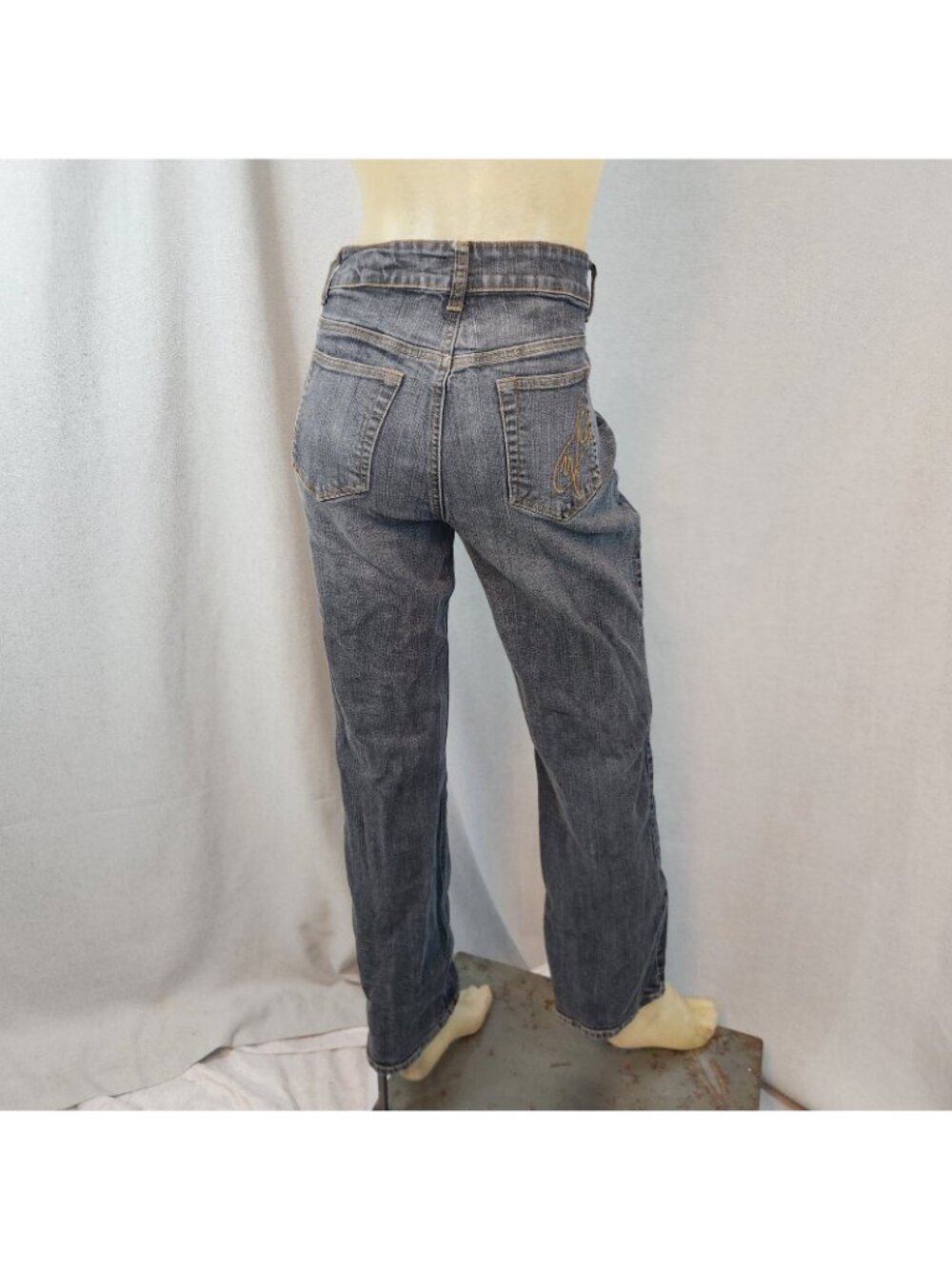 Coldwater Creek Black Wash Straight Leg Denim Blue Jeans Size 6 MEDIUM 28 Wx32 I - Picture 4 of 8
